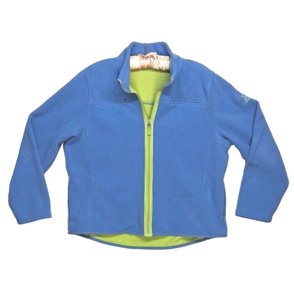 LizGolf Large Blue Womens Full Zip Fleece Golf Jacket Athleisure Fall Logo Sport